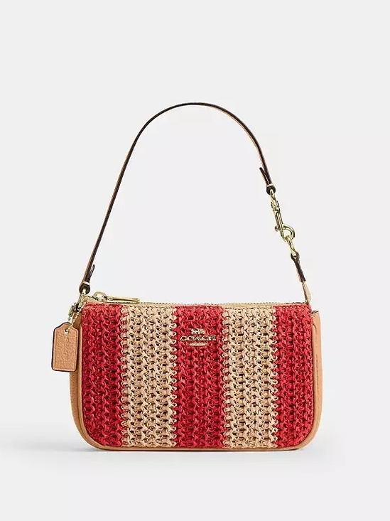 Coach Handbags - Coach Nolita 19 Straw Stripe Mini Shoulder Bag in Red and Tan